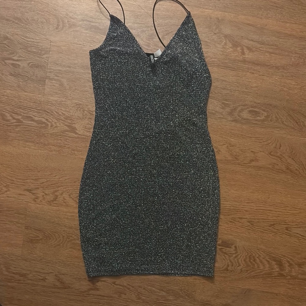 H&M Divided Black Glitter Mini Dress
